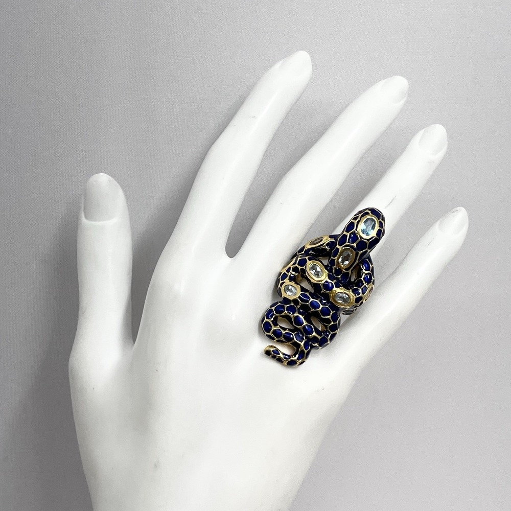 Sterling Gold Vermeil Enamel Coiled Snake Ring JUMBO NWT $300 23 Grams Sz. 6 3/4 - Picture 3 of 12